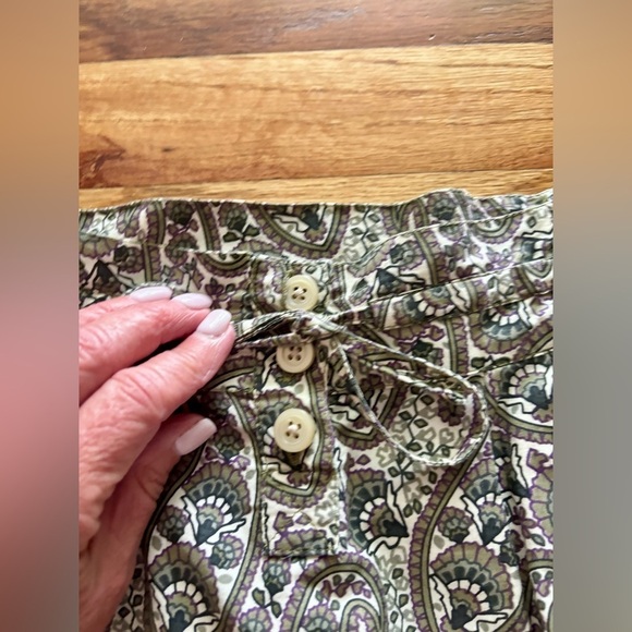 Converse Paisley Print Olive Green Purple High Waisted Boho Women’s Skirt Size S - Picture 4 of 10